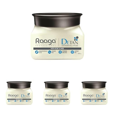 Raaga Professional De-Tan Pack | Tan Removal Cream with Kojic and Milk | Dermatologically Tested, Peroxide Free, Hydroquinone Free, Sulphate Free (500 gm) (Pack of 4)